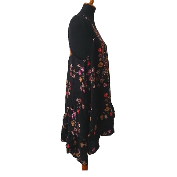 FREE PEOPLE Annka Boarder Slip Dress In Black Combo Size Small Boho Floral Print - Picture 5 of 9